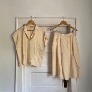 Cream Silk Skirt Blouse Set